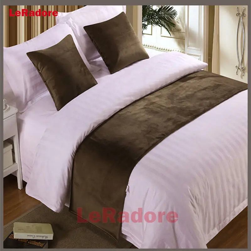 Роскошный бархатный однотонный шарф для кровати набор отелей защитный чехол