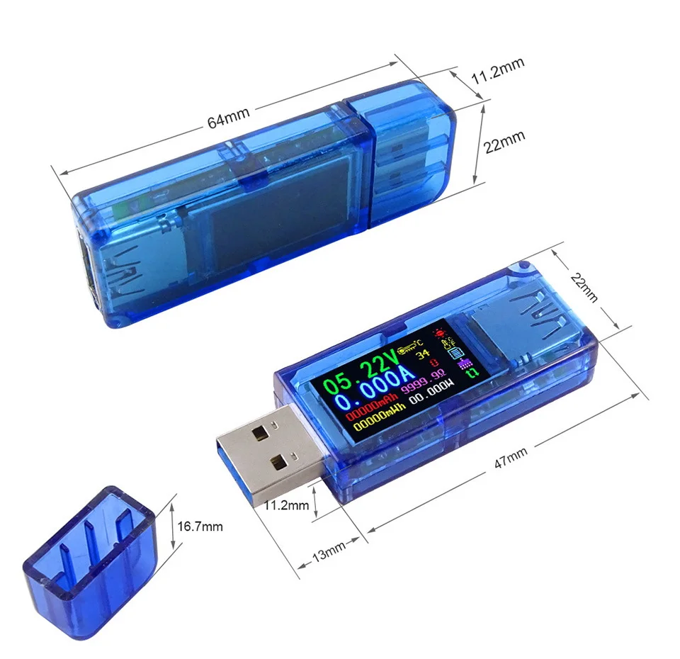 DIYFIX USB 3,0 тестер HD цветной ЖК-Вольтметр Амперметр измеритель напряжения тока мультиметр батарея Зарядка power Bank AT34 USB Тестер