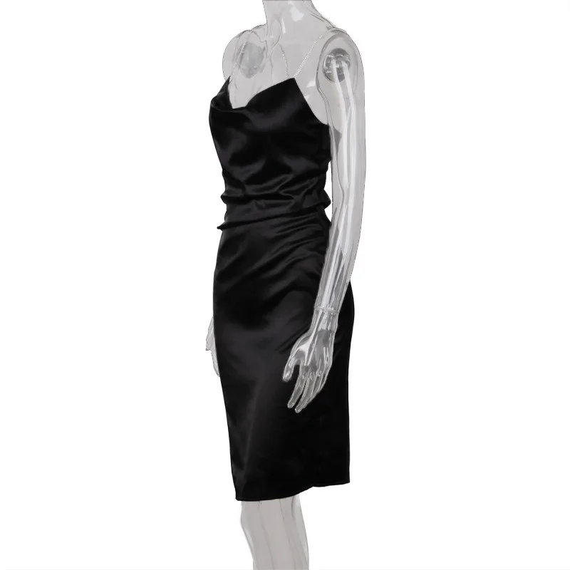 

Women's new pure color straps sexy dress strapless diamonds black dress party dress