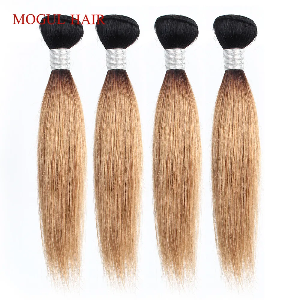 MOGUL волосы 4/6 пряди 50 г/шт. 1B 27 Омбре медовый блонд бразильские Прямые Remy человеческие волосы 613 натуральный цвет короткие волосы