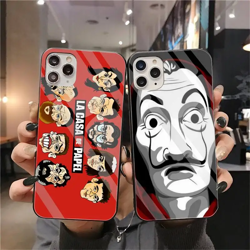 

Spain TV La Casa de Papel Phone Case cover Shell Tempered Glass For iPhone 11 Pro XR XS MAX 8 X 7 6S 6 Plus SE 2020 case