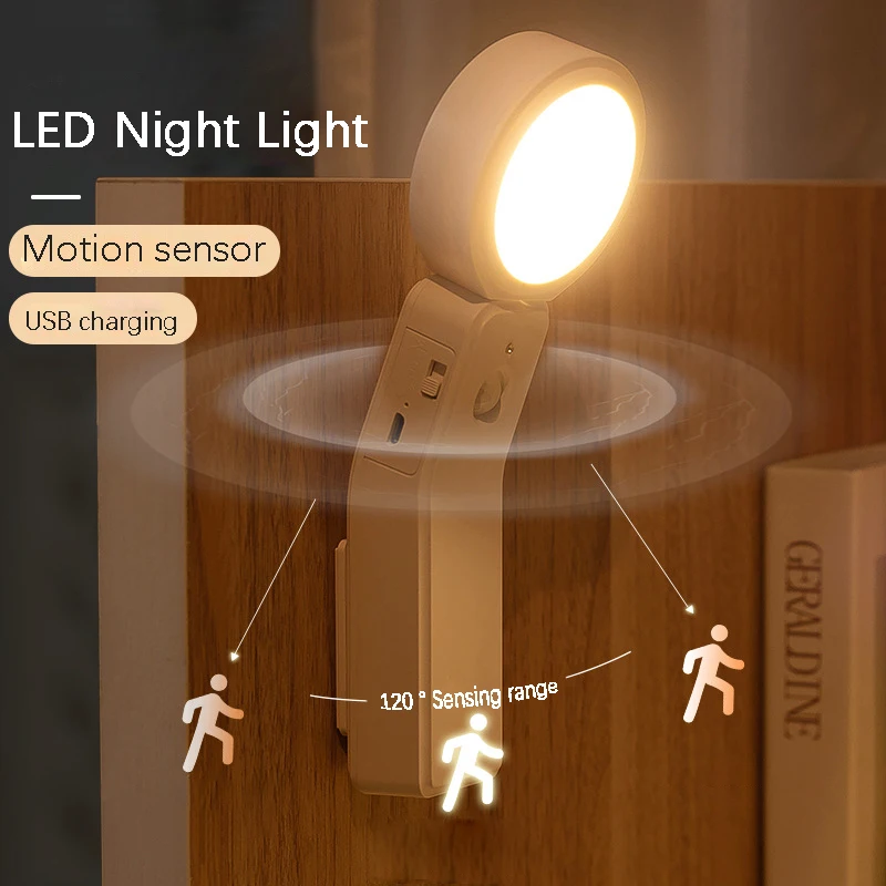 

Светодиодные ночники с датчиком движения, умная лампа для кухни, шкафа, лестницы, настенный светильник для дома, гардероба, спальни, настоль...