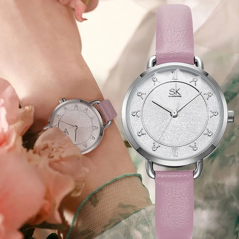 

Fashion Pink Watch Women 2021 New Brand Watches Leather Minimalist Watch Ladies Quartz Wristwatch Montre Femme Love watches