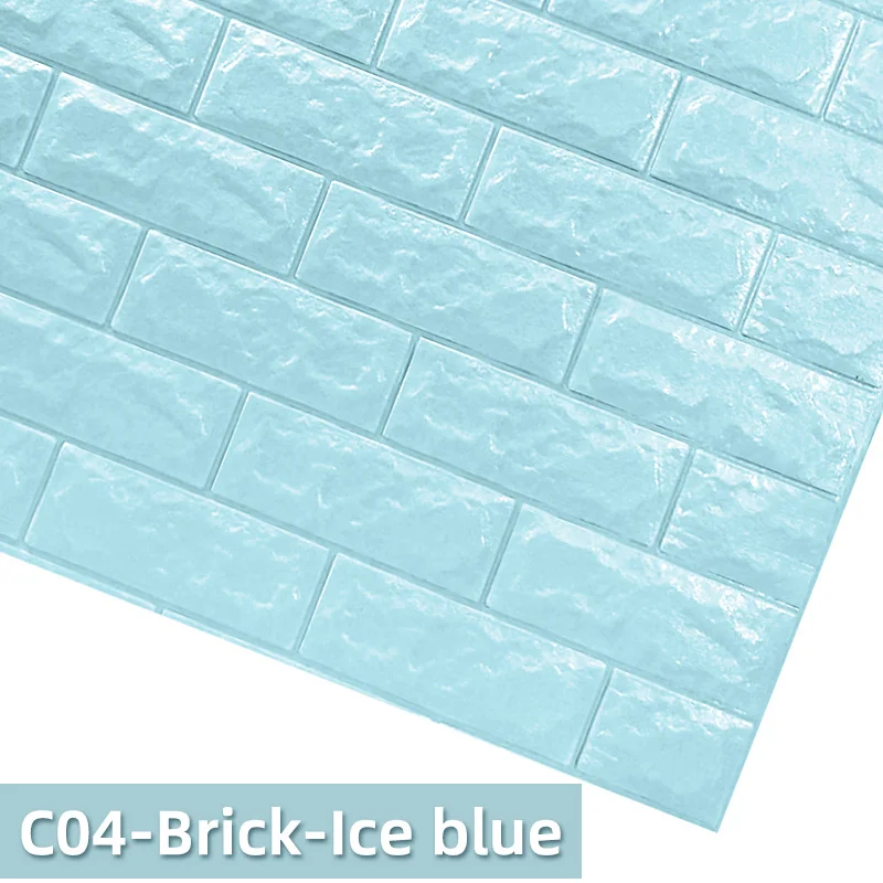 C04-Brick-Ice blue Kaguyahime 3D Самоклеящиеся настенные наклейки, декоративные водонепроницаемые обои для детской комнаты, кухни, спальни, 3D мраморные обои, кирпич - Color: C04-Brick-Ice blue