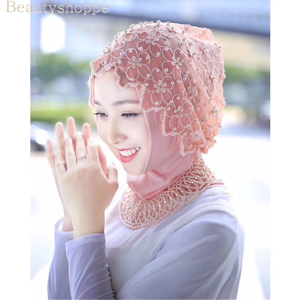 Beautyshoppe Арабская модельная шапочка из бисера кружевной шарф Мусульманский