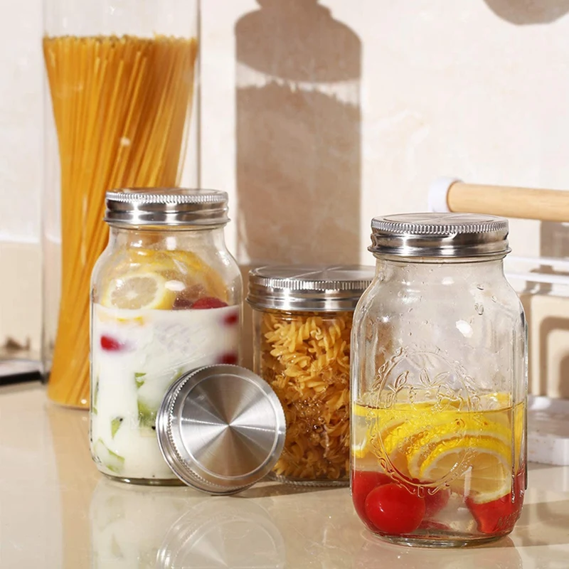 

12 Pieces Wide and Regular Stainless Steel Mason Canning Jar Lids Colored Flat Screw-Top Lids Leak Proof Canning Jar