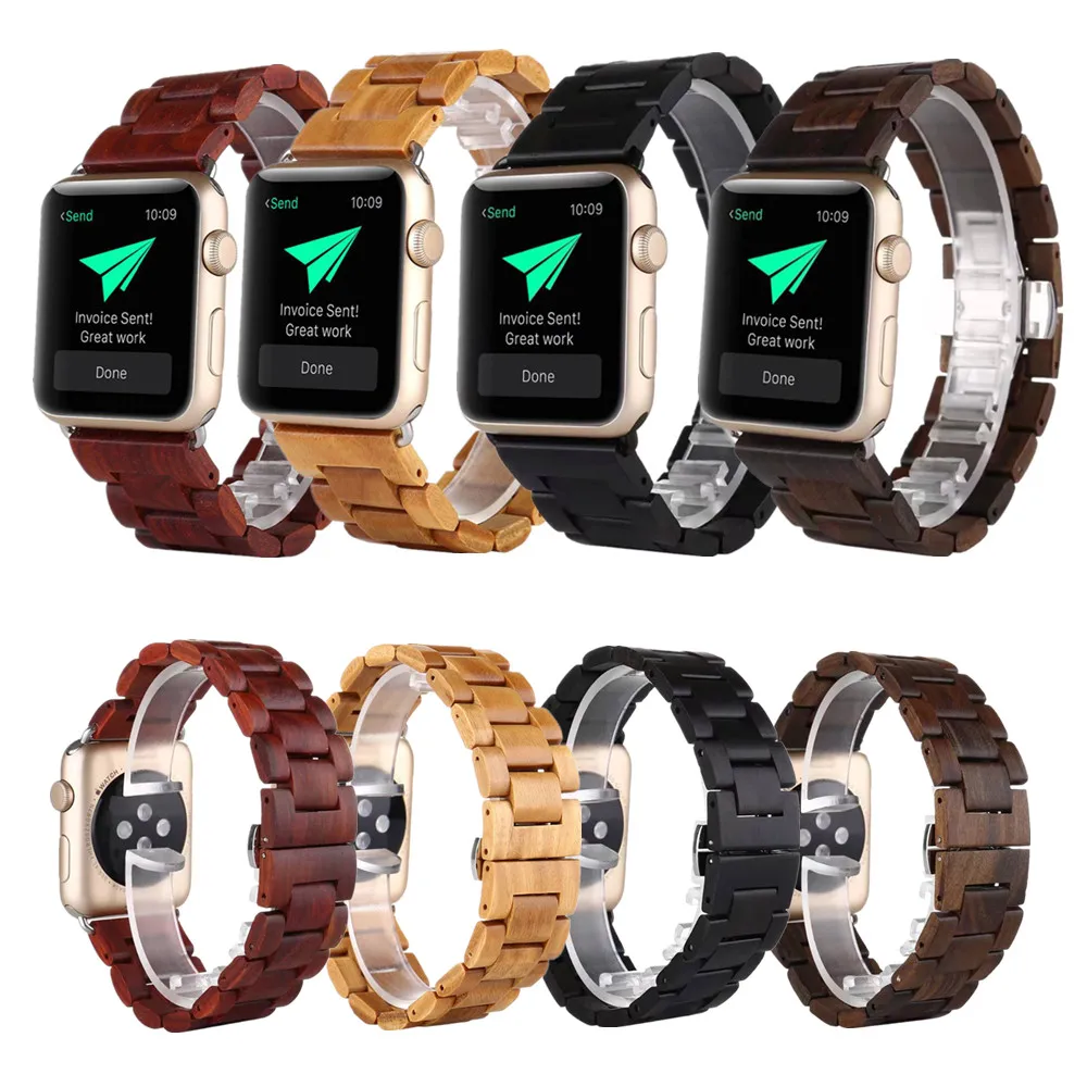Деревянный классический сменный ремешок для Apple Watch 6 Band Series SE/6/5/4/3/2 44 мм 40 42 38