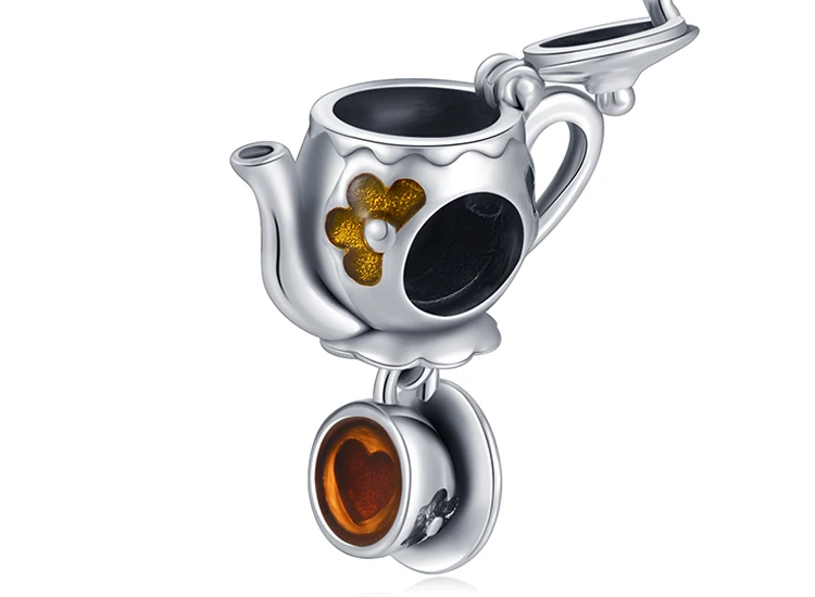 JewelryPalace, 925 пробы, серебро, эмаль, чай, кофе, бусины «чашка», амулеты, серебро 925,, подходит для браслета, серебро 925, оригинальные ювелирные изделия