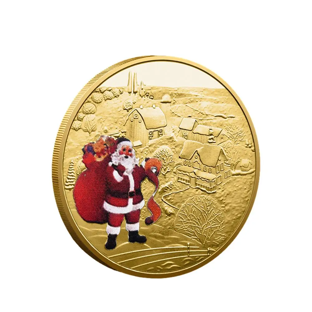 

Christmas Gift Santa Claus Three-dimensional Metal Medal Santa Gift Coin Collections For Kids Children Adults