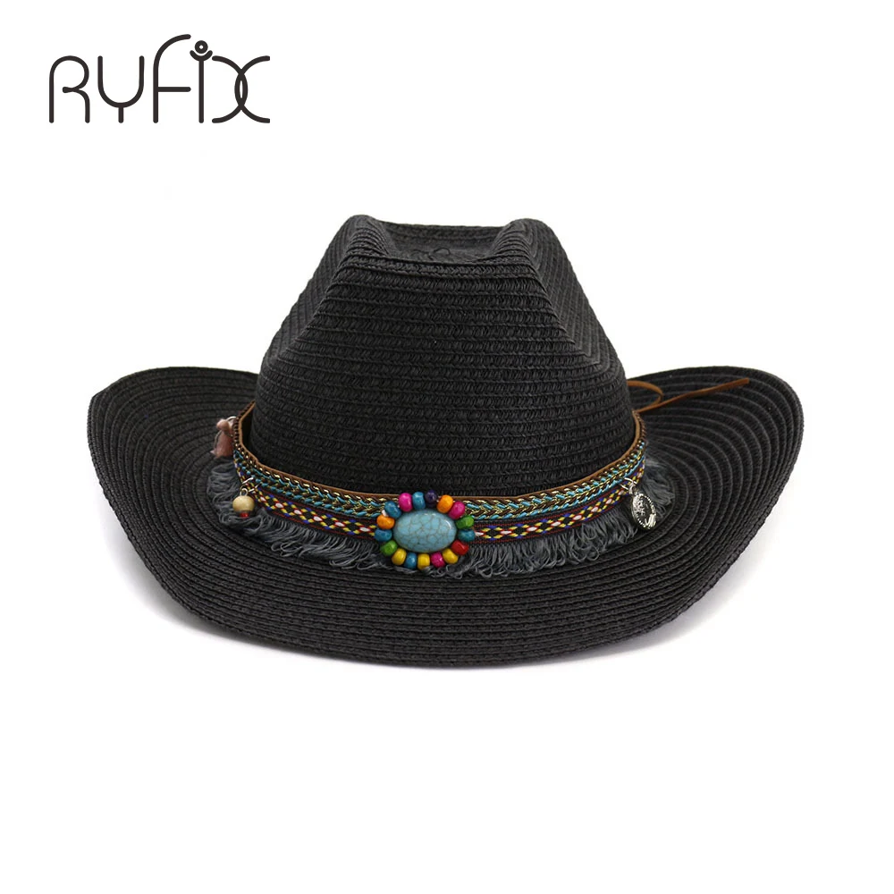 Шляпа от солнца Женская летняя шляпа пляжная народная соломенная с бахромой