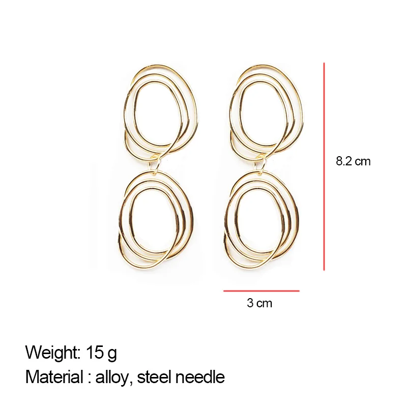 

Cpop Trendy Gold Double Circle Earrings for Women Simple Fashion Pendant Statement Earrings Stainless Steel Jewelry Ladies Gifts