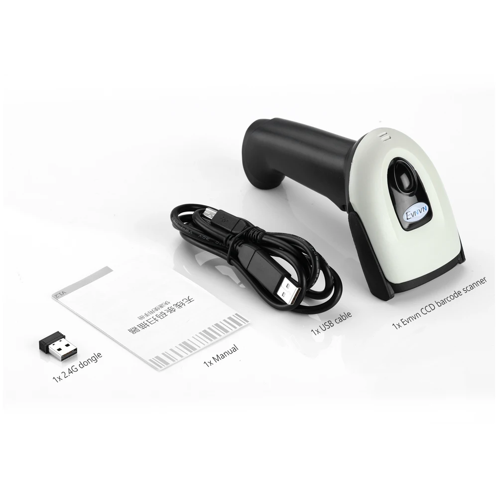 

Evnvn Bluetooth CCD Barcode Scanner Bluetooth 2.4GHz Wireless Wired Connection Handheld 1D Bar Code Reader CCD Image Scanning
