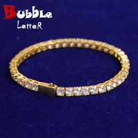tennis bracelet real gold new clasp women hip hop jewelry