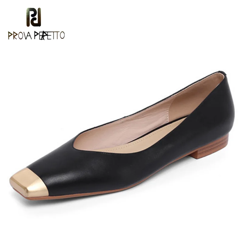

2021 spring new simple and personalized metal square toe flat shoes