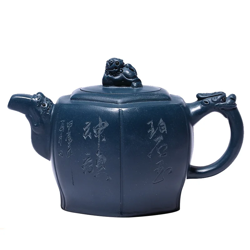 

Yixing handmade purple clay pot raw ore Tianqing mud six square charm pot goods