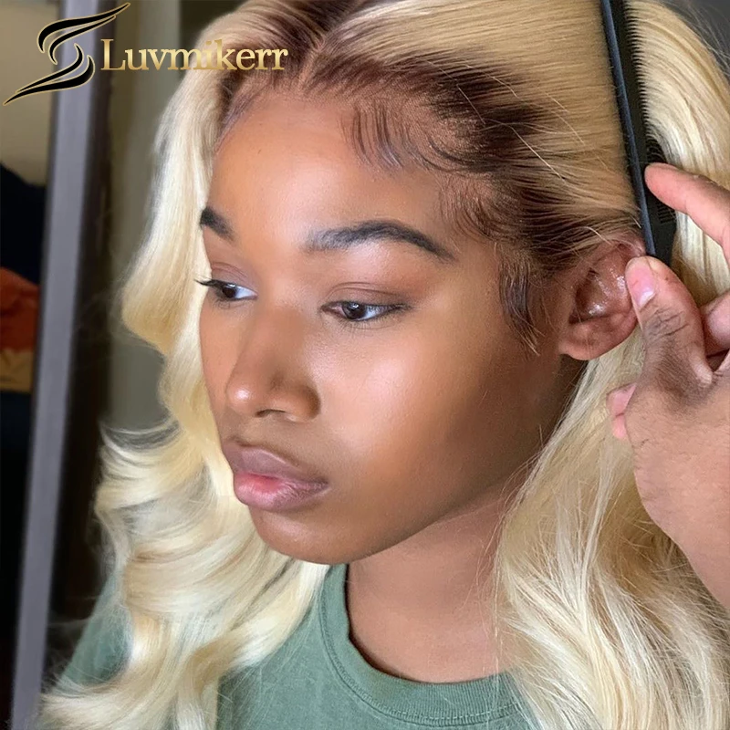 Парик коричневый прямой блонд с эффектом омбре 13x5 парик из человеческих волос HD