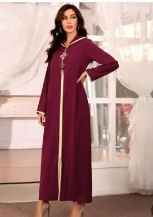 1 шт./лот Женская абайя Дубай Турция ислам кафтан мусульманское длинное платье с капюшоном африканские платья со стразами украшение