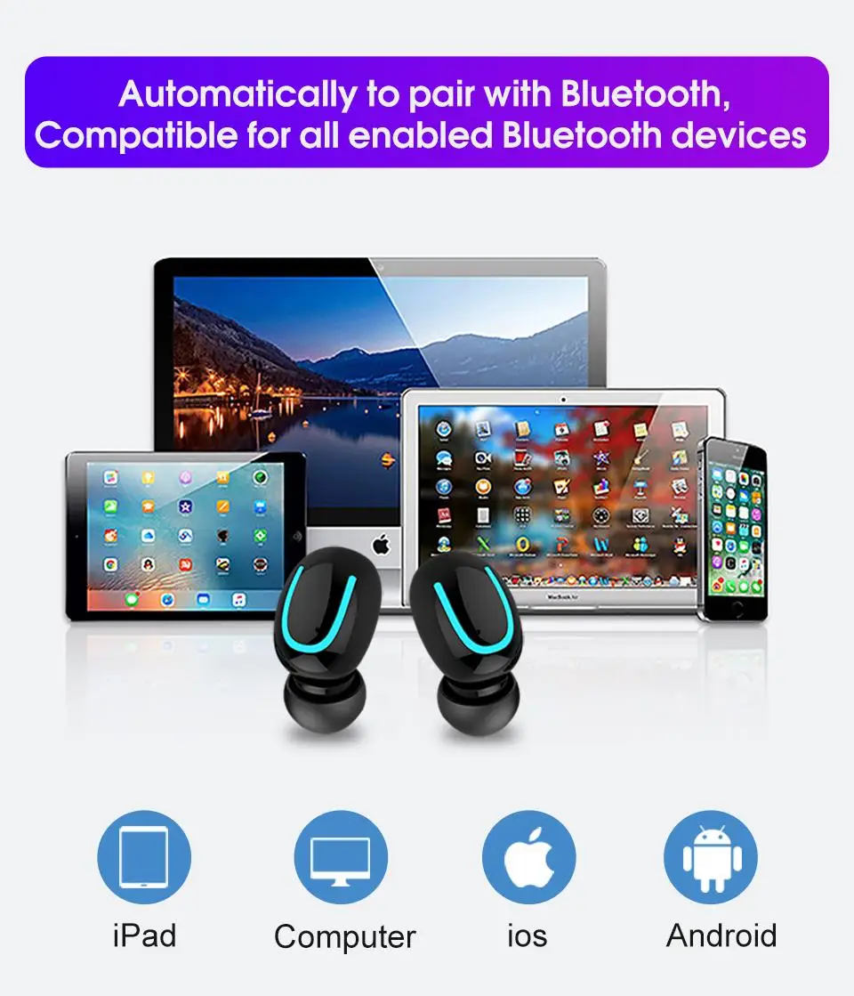 Беспроводной Bluetooth наушники TWS Q32 мини гарнитура для мобильного телефона вкладыши с зарядной чехол стерео спортивные игры с микрофоном
