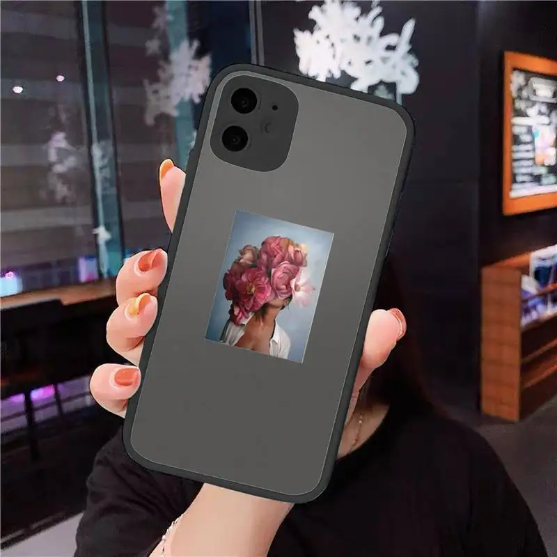 

design fashion flowers women painting Phone Cases Matte Transparent for iPhone 7 8 11 12 s mini pro X XS XR MAX Plus cover funda