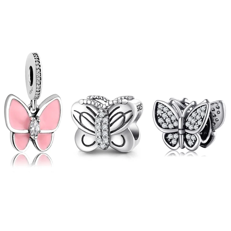 

Очаровательная CZ Кристалл Бабочка серебряные бусины 925 пробы, подходят к оригинальному агата браслеты-шармы браслеты для женщин ювелирных ...