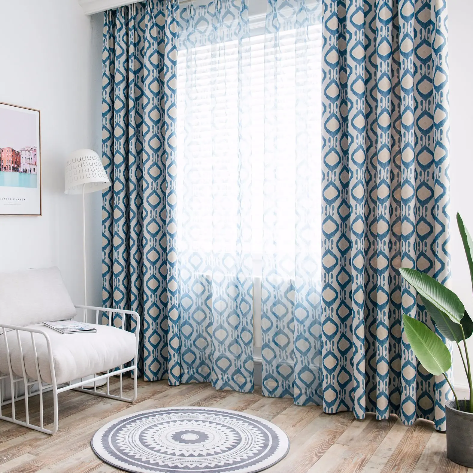 

Modern boutique curtains for bedroom living room minimalist full shade cloth printed double-sided matte curtain fabric