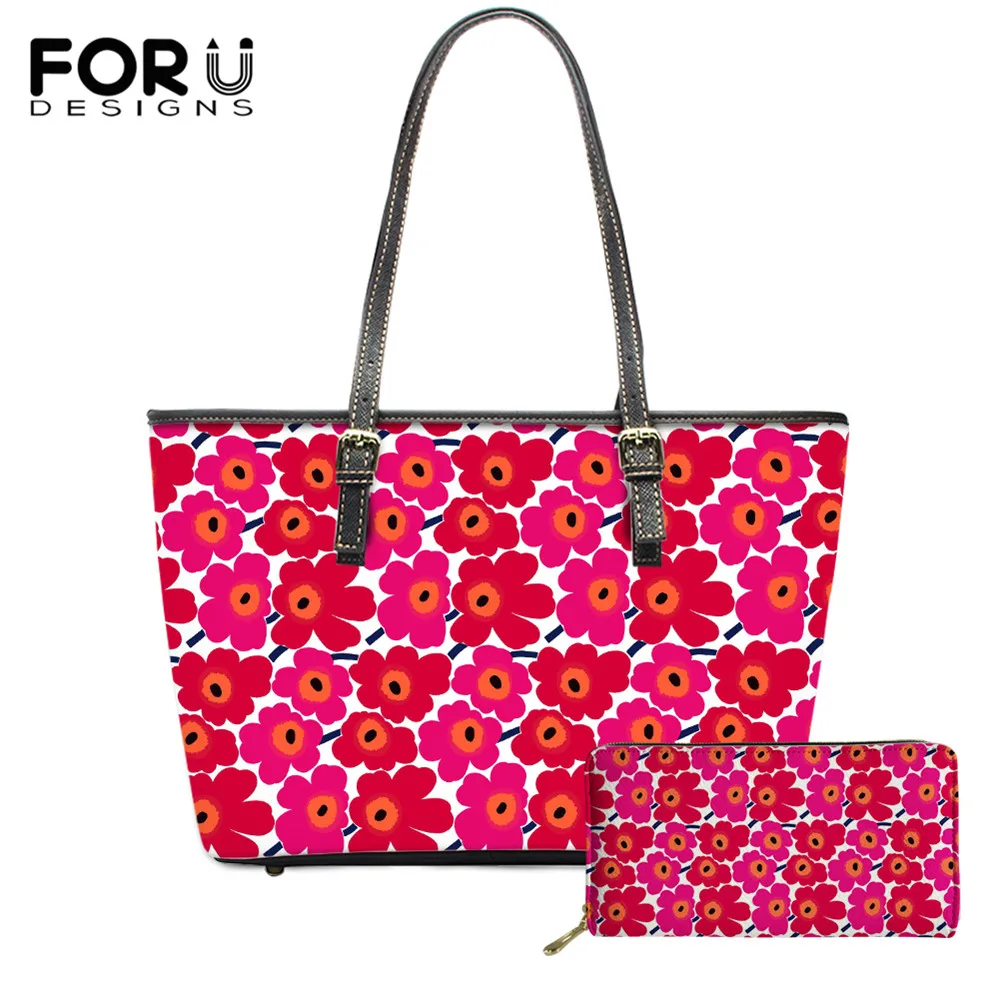 

FORUDESIGNS, новый тренд, 3D модная женская большая сумочка с рисунком макового цветка, 2 комплекта, женские роскошные сумки через плечо из искусст...