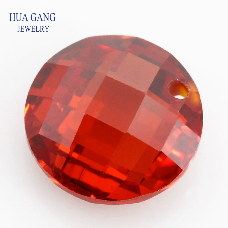 

Single Hole Orange AAAAA Round Brilliant Double Checkerboard Cubic Zirconia Stone For DIY Jewelry Making 3~14mm High Quality CZ