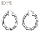 Круглые серьги-кольца DOTEFFIL из стерлингового серебра 925 пробы с витой веревкой для женщин, изящные вечерние ювелирные украшения для свадьбы и помолвки