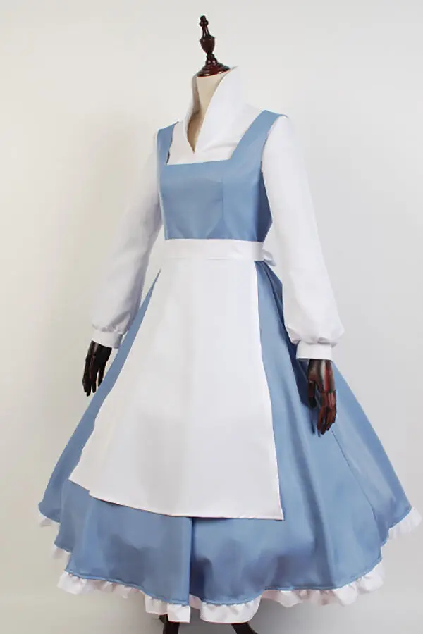 Костюм для косплея Красавица и чудовище голубое платье горничной Беллы Униформа