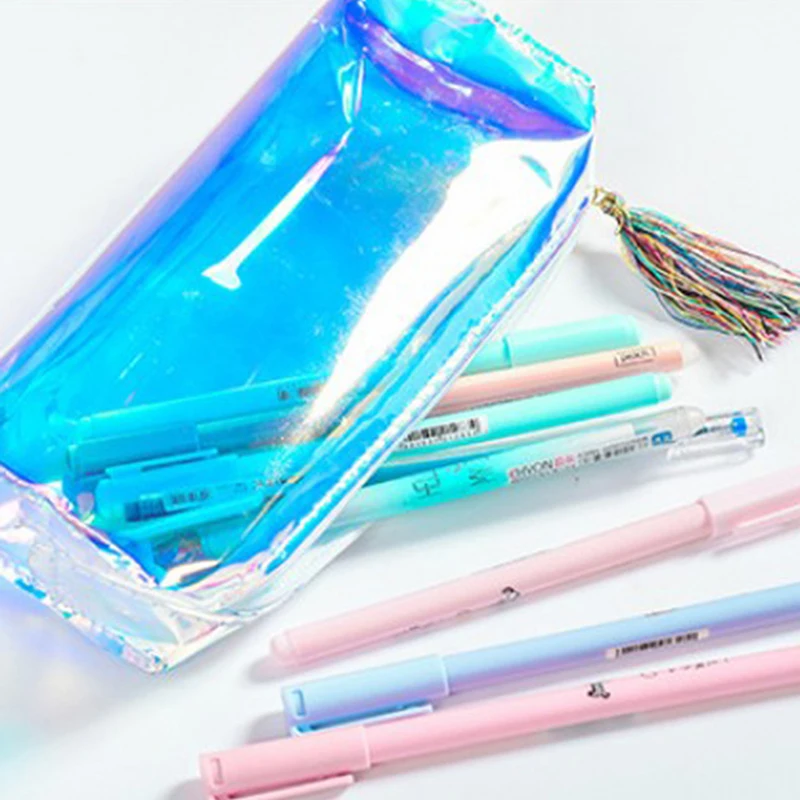1 шт. прозрачная голографическая лазерная сумка косметичка чехол для карандаша