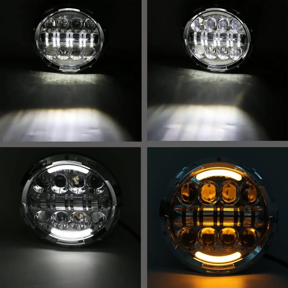 Хромированная мотоциклетсветодиодный светодиодная фара 7 дюймовый проектор с