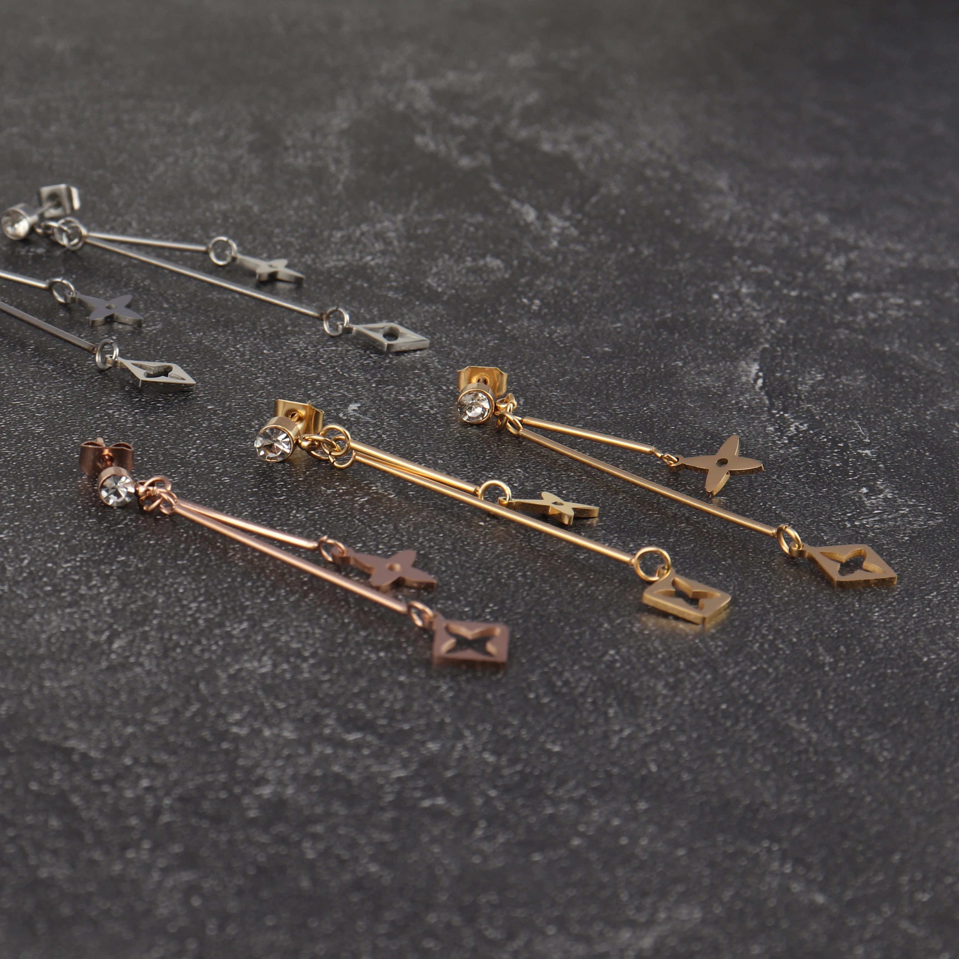 

Jewelry Earrings Stainless Steel Earrings For Women Trend Luxury Brand Drop Earrings Geometric Long Charms Earrings Jewelry