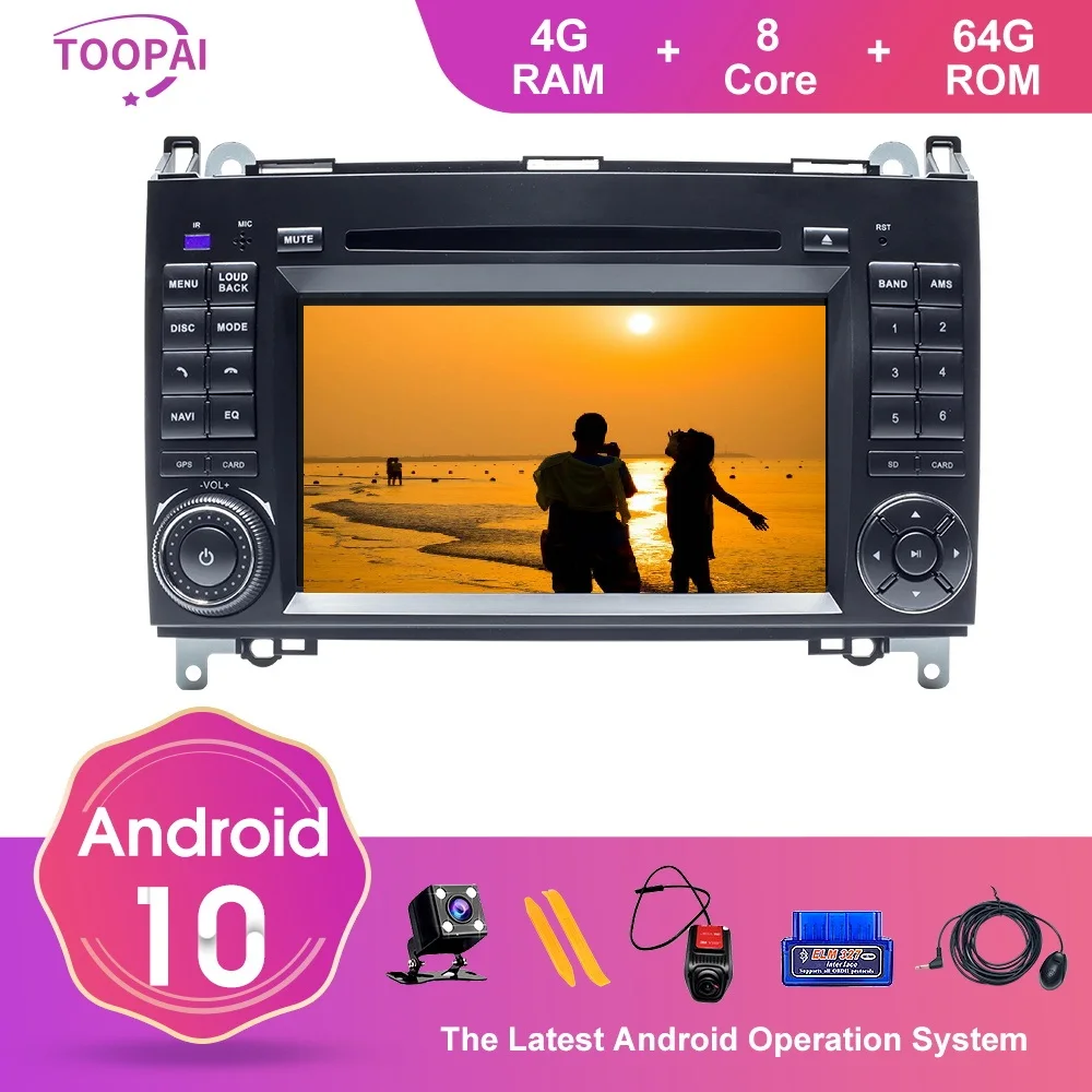 Автомобильный мультимедийный плеер TOOPAI Android 10 для Mercedes Benz Sprinter Viano Vito B class B200 B180 GPS