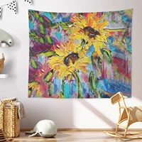 hand painted sunflower bedroom bedside decorative printed tapestry polyester wall background table cover wall hanging
