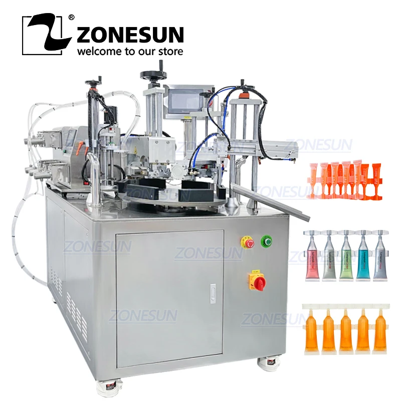 

ZONEUSN ZS-FS50U 4 Heads Ceramic Pump Monodose Strip Tube Single Dose Plastic Ampoule Filling Sealing Machine