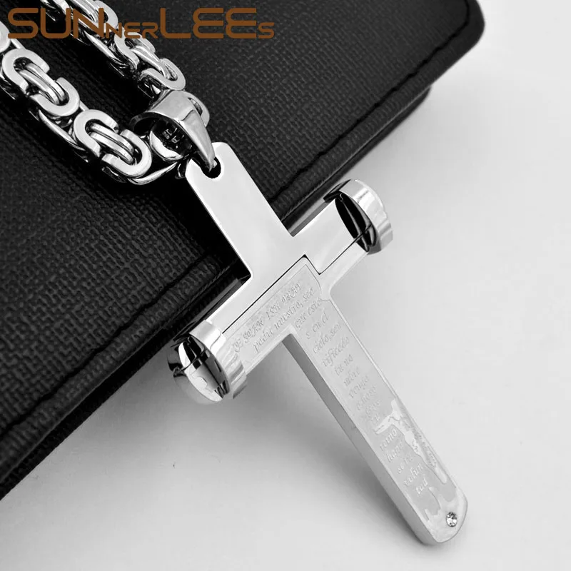 SUNNERLEES ожерелье из нержавеющей стали с подвеской в виде Креста Иисуса Христа