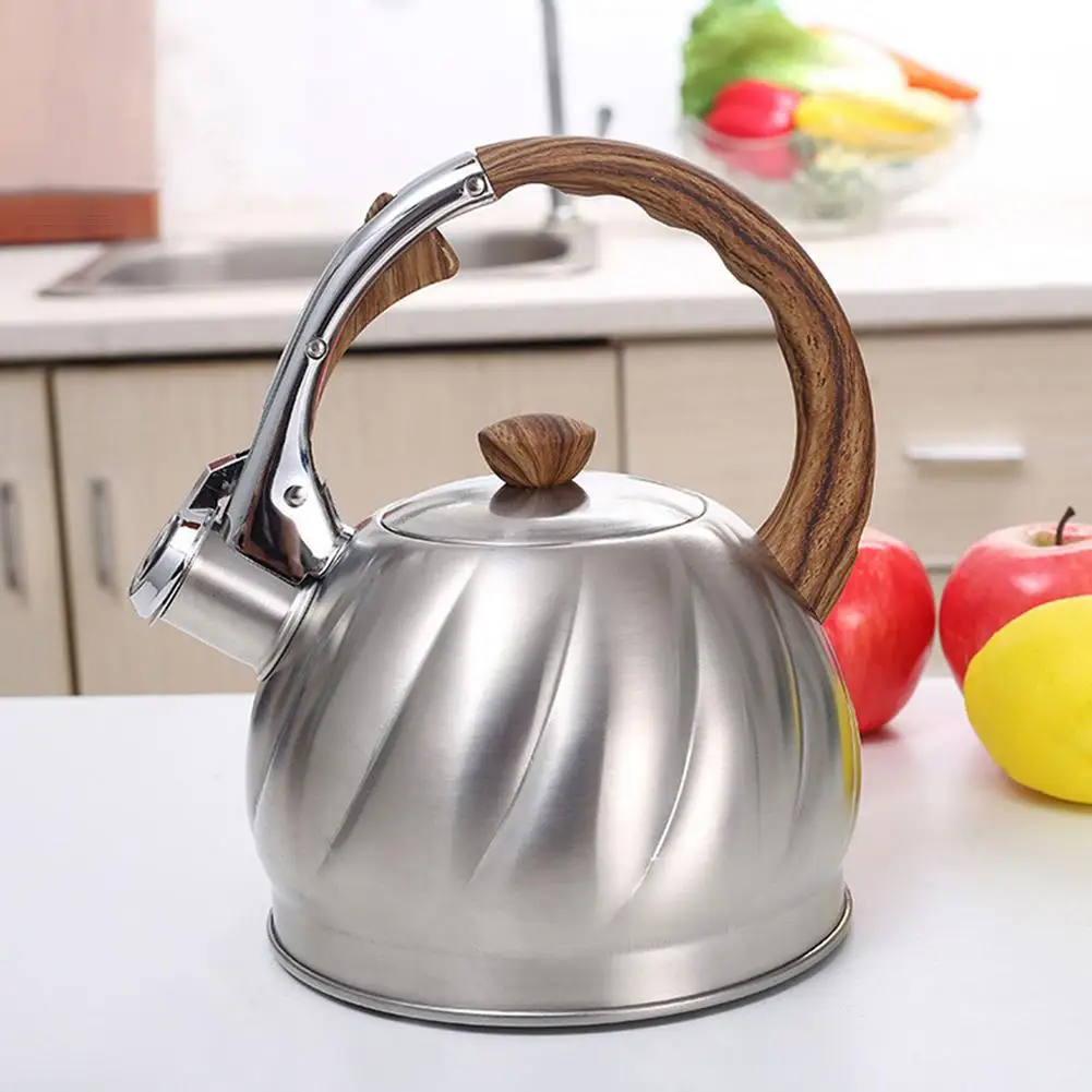

Latest 2L Stainless Steel Whistling Tea Kettle With Heat-proof Handle Whistling Teapot For Induction Cookers Gas Stoves Spot