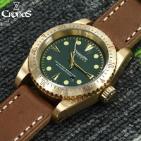 cronos dreamstar solid bronze cusn8 diving men watch automatic sw200 sapphire 20atm date leather strap