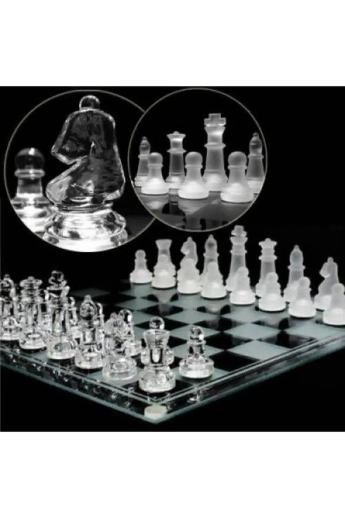Premium Trade Chess Glass Set 20Cm X 20Cm  Large Acrylic Chessboard Anti-Broken Elegant Glass Chess Pieces Chess Game Chess Set