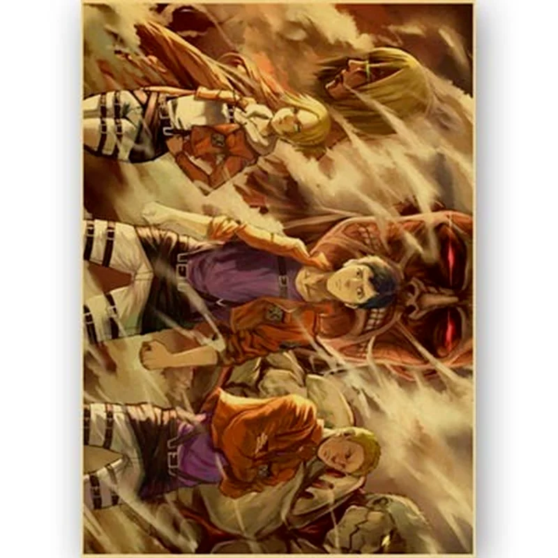 Плакаты атака на Титанов японское аниме крафт-бумага печать четкое изображение