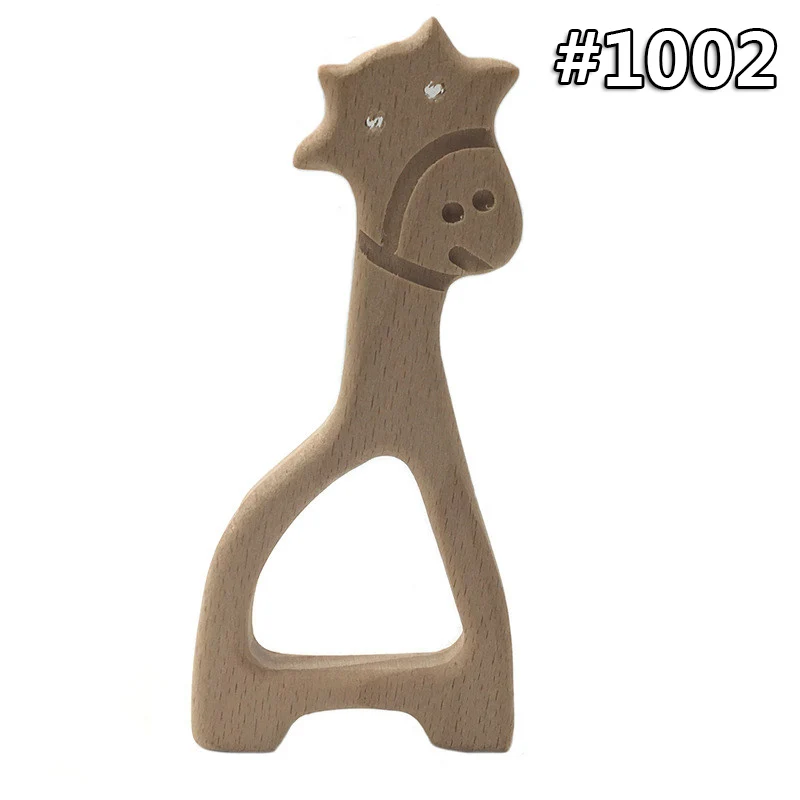 wood teether 1002 Мультфильм Дерево Прорезыватель чистый натуральный животные в форме детские зубные кольца для детей бук Прорезыватель девочка DIY кулон игрушки для новорожденных подарок - Цвет: wood teether 1002