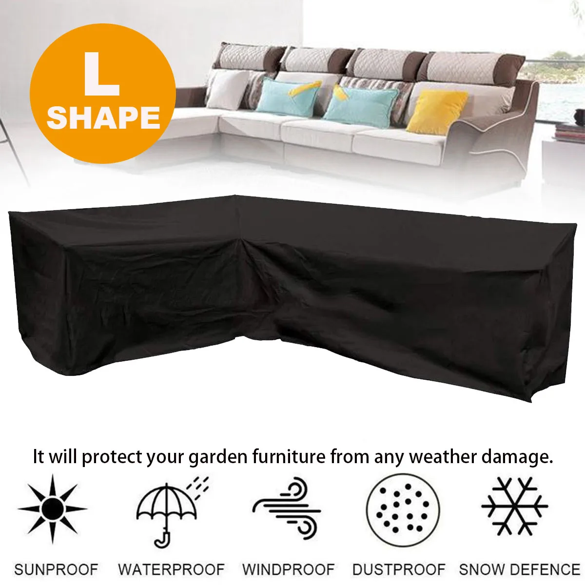 

L Shape Furniture Cover Waterproof Outdoor Patio Garden Dustproof Table Chair Sofa Protective Cover Rain Snow Mildew Resistant