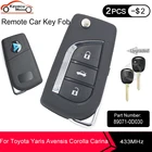 KEYECU усовершенствованный откидной дистанционный ключ для Toyota Yaris Avensis Corolla Carina, Fob 2 3 кнопки 433,92 МГц ID4D66 чип PN: 89071-0D030