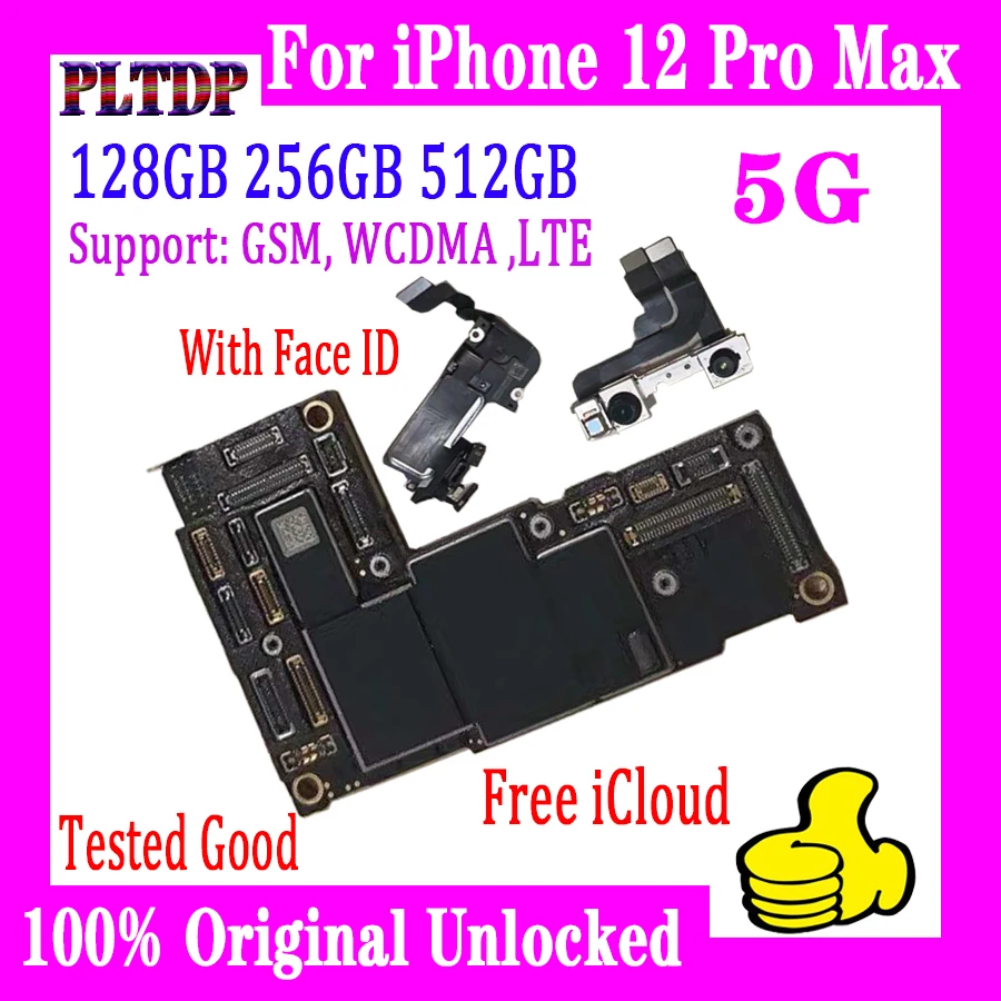 

Оригинальная материнская плата для iPhone 12 PRO MAX без или с распознаванием лица, разблокированная логическая плата, система IOS, все функции, хоро...