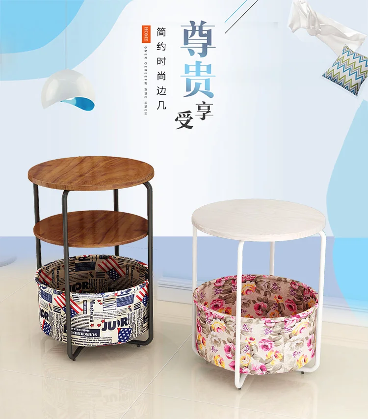 Simple sofa side table corner several multifunctional coffee table bedroom bed table shelf home small round table side table