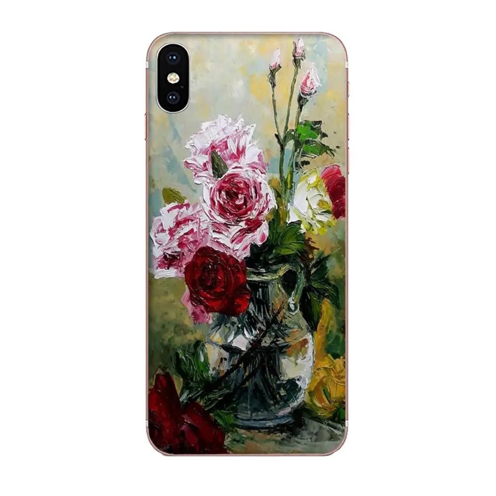 Для HTC Desire 530 626 628 630 816 820 830 One A9 M7 M8 M9 M10 E9 U11 U12 Life Plus картина маслом маргаритки цветы |