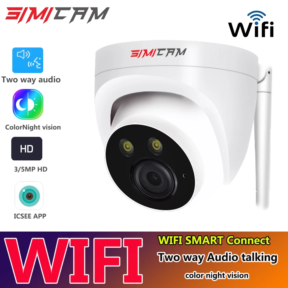 

Wi-Fi HD 5MP Беспроводной видеонаблюдения Цвет Ночное видение звук и светильник aIarm IP купольная Камера Обнаружение движения 2-полосная аудио