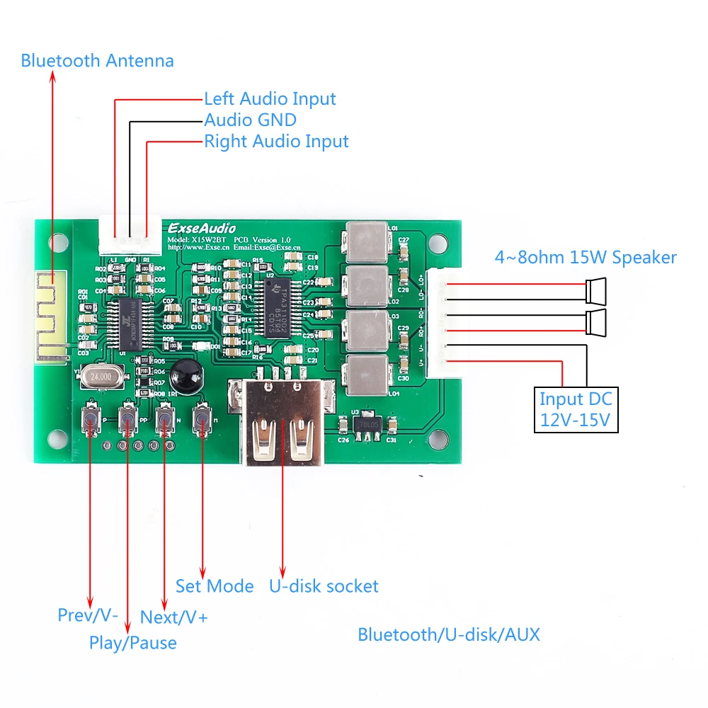 TPA3110 усилитель беспроводной bluetooth связи 12 В 15 Вт MP3 аудио декодер голосовой