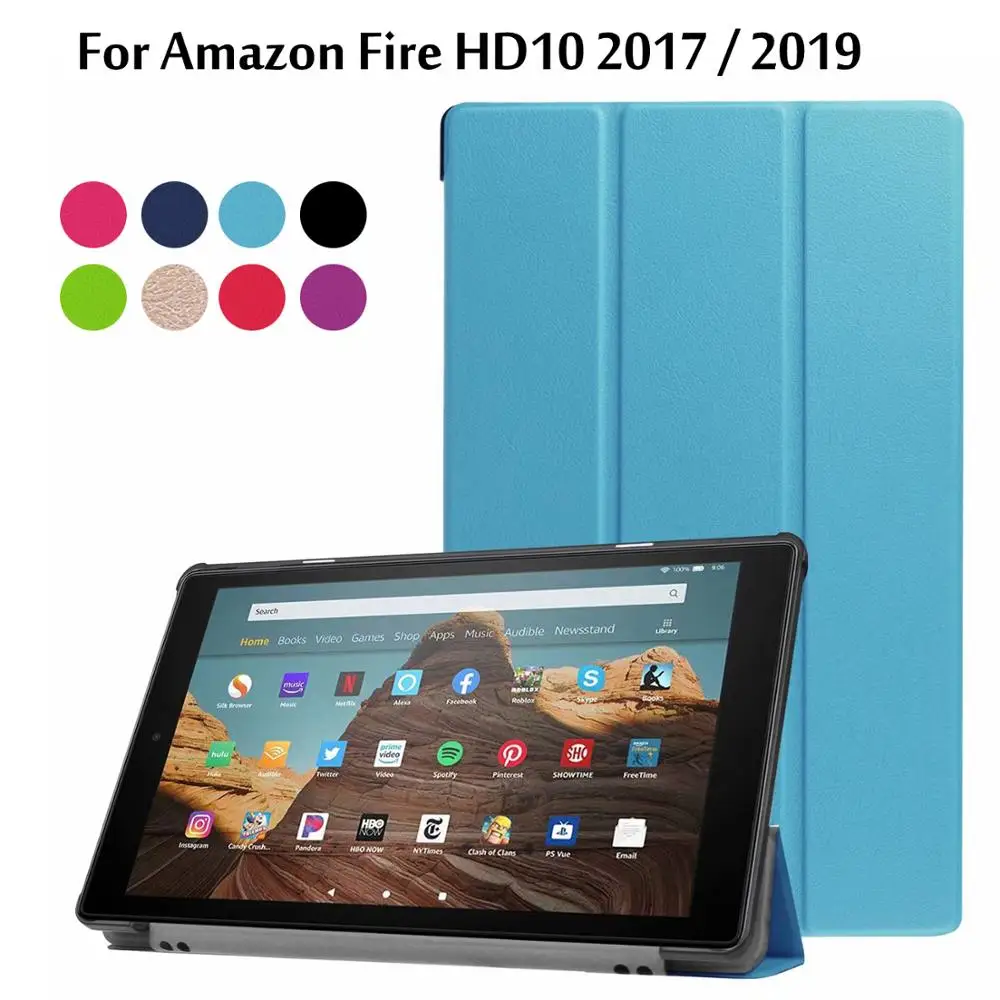 

Case For Amazon Fire HD 10 2017 / 2019 / 2020 10.1 inch Tablet Auto Sleep Ultra Slim Magnetic Stand PU Leather Cover