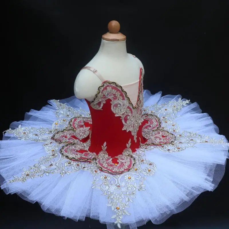 Профессиональная балетная пачка для детей красное кружевное платье девочек и